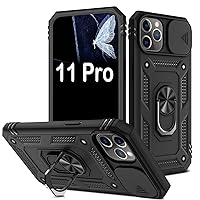 PASNEW 11 Pro Case with Camera Cover, for iPhone 11 Pro with Kickstand Charge Port Dust Plug,Military Heavy Duty Full Body Hard Shockproof Shell for iPhone Case 11Pro,5.8