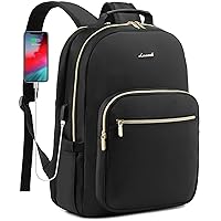 LOVEVOOK Laptop Backpack for Women, 17 Inch Large Capacity Travel Computer Work Bags, Business Nurse Backpack Purse for Womens, Black