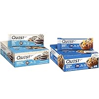 Quest Dipped Cookies & Cream and Blueberry Muffin Protein Bars Bundle, High Protein, Gluten Free, Keto Friendly, 12 Count
