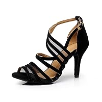 Minishion Women's Latin Salsa Ankle Wrap Ballroom Dance Shoes Evening Sandals QJ7036