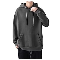 Mens Sweatshirt Hoodies Big And Tall Hoodie For Men Solid Color Basic Cotton Casual Drawstring Pullover With Pocket