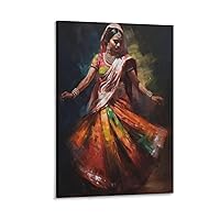 Traditional Rajasthani Dance, India Wall Art, Beautiful Indian Woman Folk Dance Painting, Canvas Art Posters Painting Pictures Wall Art Prints Wall Decor for Bedroom Home Office Decor Party Gifts 24