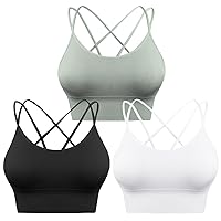 Sykooria 3 Pack Strappy Sports Bras for Women Sexy Crisscross for Yoga Running Athletic Gym Workout Fitness Tank Tops