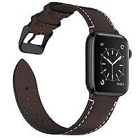 Fullmosa Compatible Apple Watch Band 40mm 41mm 44mm 45mm, Leather Band Compatible with iWatch Ultra Apple Watch Series 8 7 6 5 4 SE2 SE, 44mm 45mm Coffee+Smoky Grey Buckle