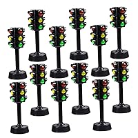 Toyvian 12pcs Early Childhood Education Toys Light Toy Engineering Traffic Signs Toys Educational Traffic Signs Toy Toddler Miniature Abs Toy Room