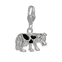 Cow Clip on Pendant for European Charm Jewelry w/Lobster Clasp