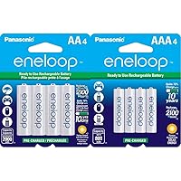 Panasonic Eneloop AA and AAA 2100 Cycle Ni-MH Pre-Charged Rechargeable Batteries Bundle (4 Pack of Each)