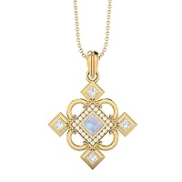 4MM Square Step Cut Multi Gemstone 925 Sterling Silver Gold Vermeil Statement Charming Pendant Necklace