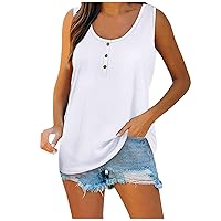 Sleeveless Tops for Women Casual Summer Daily Solid Round Neck Shirt Slim Fit Going Out Tee Blouse