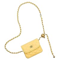 YAMEIZE PU Leather Chain Belt Bag for Women - Crossbody Waist Bag Fanny Pack Detachable Belt Chain Women Evening Mini Handbag