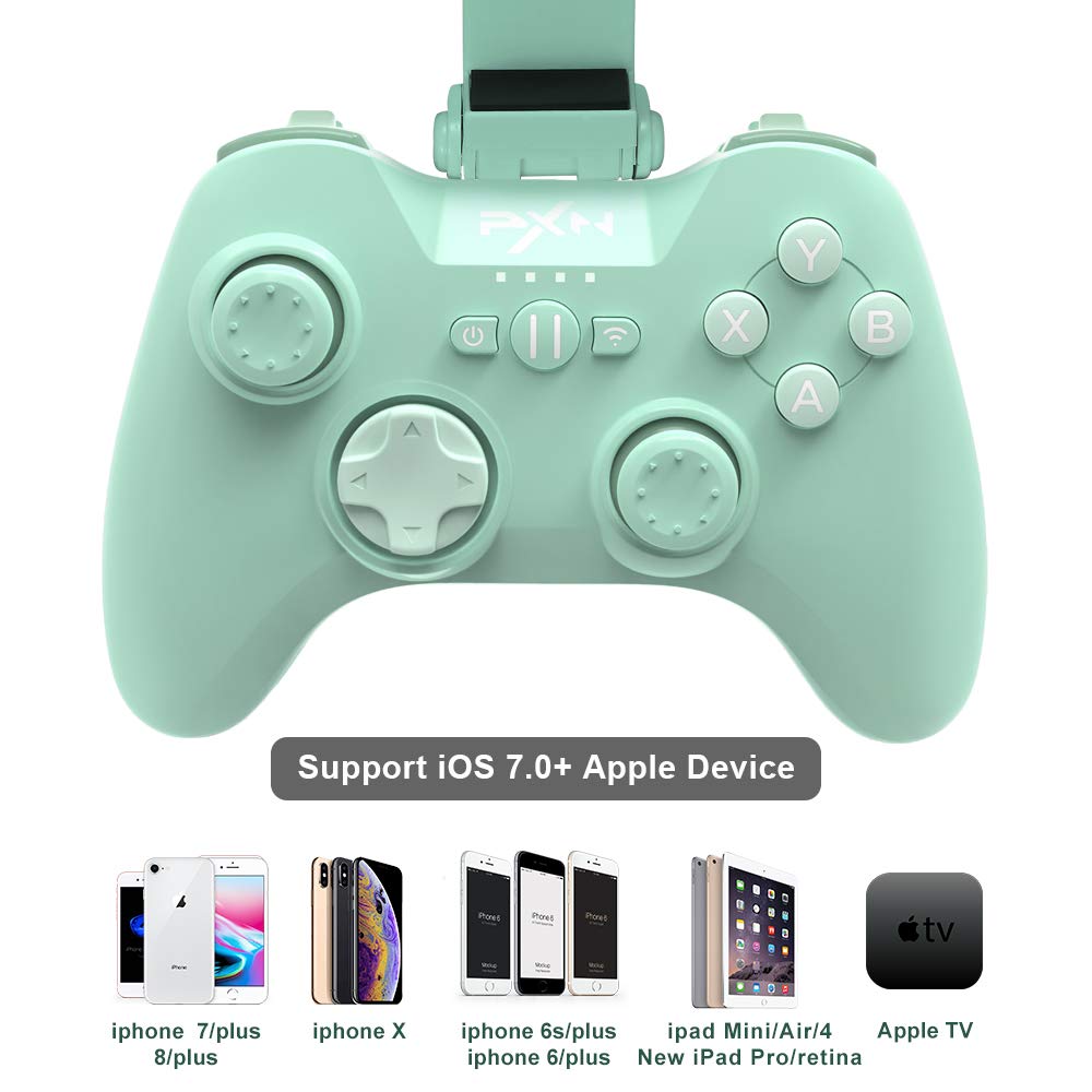 PXN Mfi Game Controller for IPhone Speedy(6603) IOS Gaming Controllers for Call of Duty Gamepad with Phone Clip for Apple TV, Ipad, IPhone (Green)