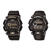 Casio Men's 'G-Shock' Quartz Resin Sport Watch, Black & Men's DW-9052V-1CR G-Shock Digital Display Quartz Grey Watch, Black/Grey (DW9052V-1)
