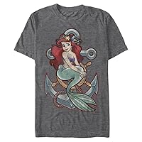 Disney Men's Little Mermaid Ariel Anchor Graphic T-Shirt
