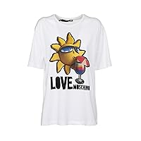 Love Moschino Chic Logo Cotton Tee in Elegant Women's White