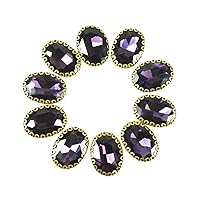 Embroiderymaterial Oval Shape Sew on Glass Crystal Stone Purple Color in Flower Shape Flat Back Setting, 13X18MM, 10 Pieces