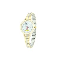 Mickey Mouse Disney MK8055 Women's Gold Tone Expansion Band Easy Reader 3-Hand Analog Watch