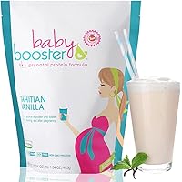 Baby Booster Tahitian Vanilla Prenatal Vitamin Supplement and Protein Shake, Caffeine Free, All Natural, Vegetarian DHA, High Protein, Methyl Folate, B Vitamins, Great for Morning Sickness, 1 lb