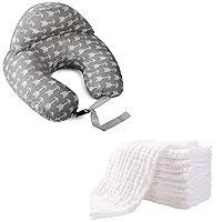 Yoofoss 10 Pack Muslin Burp Cloths for Baby 100% Cotton & Plus Size Ergonomic Breastfeeding Pillows