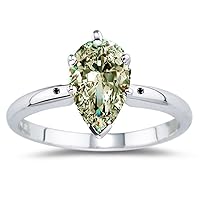 1.63 ct VS1 Pear Moissanite Engagement Silver Plated Ring Off White Color Size 7