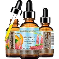 GRAPEFRUIT SEED OIL. 100% Pure Natural Undiluted Refined Cold Pressed Carrier Oil (NOT ESSENTIAL OIL) 4 Fl.oz.- 120 ml. for Face, Skin, Hair, Lips and Nails. Rich in vitamin C