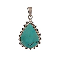 925 Sterling Beautiful Turquoise Pear Shaped Pendant