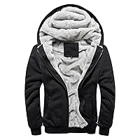 Fleece Jacket Oversized Zip Up Hoodie For Men Heavyweight Winter Sweatshirt Sherpa Lined Thick Warm Jacket Coat
