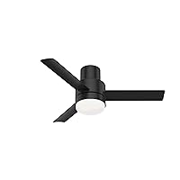 Hunter Fan Company Gilmour 44-inch Indoor/Outdoor Matte Black Casual Ceiling Fan With Bright LED Light Kit, Remote Control, Reversible WhisperWind Motor and SureSpeed Technology Included