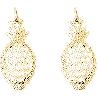 Fruit Earrings | 14K Yellow Gold Pineapple Lever Back Earrings - Made in USA