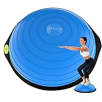 Balance Ball Trainer-Half Ball for Yoga with Resistance Band and Foot Pump, Improve Workout Half Balance Ball,Exercise Balance Ball for Stability Training and Home Gym