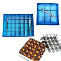 Brownie Cutter With Pan Stainless 100% 6,7,8,9,10,11,12 Inch Heavy duty Baking Tray with Slicer Ensures Perfect Crispy Edges (8x8