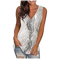 Tank Top for Women V Neck Summer Sleeveless T Shirt Ladies Printed Shirt Tunic Casual Loose Fit Blouses for Woman