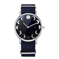Moon Phases Design Nylon Watch for Men and Women, Stars Celestial Theme Wristwatch, Astronomy Lover Gift
