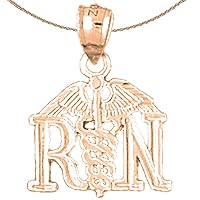 Rn Registered Nurse Necklace | 14K Rose Gold R.N. Registered Nurse Pendant with 18