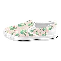Unisex Pink Background Cactus Blossom Slip-on Canvas Kid's Shoes (Big Kid) for Girl