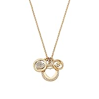 Michael Kors Stainless Steel and Pavé Crystal Logo and Heart Pendant Necklace for Women, Color: Gold (Model: MKJ8185710)