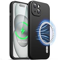 JETech Magnetic Silicone Case for iPhone 15 Plus 6.7-Inch, Compatible with MagSafe, Phone Cover with Camera Lens Full Protection (Black)