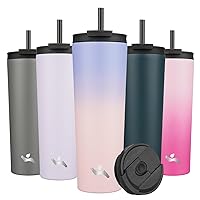 30OZ Insulated Tumbler with Lid and 2 Straws Stainless Steel Water Bottle Vacuum Travel Mug Coffee Cup,Pastel Sunset