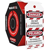 Accuform 100 Lockout Tags by-The-Roll, Bilingual Danger Do Not Operate/Peligro No Ponga en Funcionamient, US Made OSHA Compliant Tags, Tear & Water Resistant PF-Cardstock, 6.25
