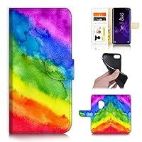 for Samsung S9+, Galaxy S9 Plus, Designed Flip Wallet Phone Case Cover, A22018 Art Rainbow Gay Pride 22018