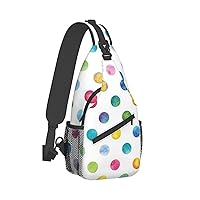Blue Polka Dot Pattern Print Crossbody Backpack Shoulder Bag Cross Chest Bag For Travel, Hiking Gym Tactical Use
