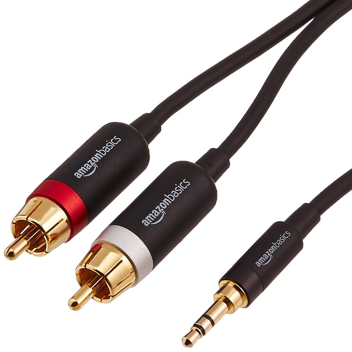 Amazon Basics 3.5mm to 2-Male RCA Adapter Audio Stereo Cable For Speaker, 25 Feet