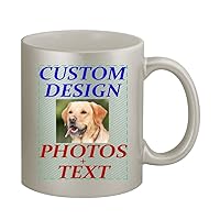 Custom Printed 11oz Ceramic Silver Mug Cup CP06 - Add Your Image Photograph Text or Design - Graphic Mug