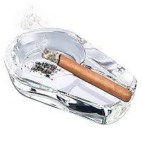 Crystal glass ashtray, cigar ashtray; Household ashtray, outdoor ashtray; Home decoration gift ashtray (White)