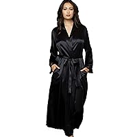 Women's Tivoli Allura Silk Robe, Onyx, S/M