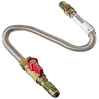 Universal Gas Appliance Installation Kit - 22” One-Stop Range Hook-Up - Stainless Steel Flexible Connector Line - ½” Brass Flare Shut Off Valve & Couplings - Water Heater Stove Fireplace