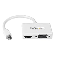 StarTech.com Mini DisplayPort to HDMI and VGA Adapter - Mini DisplayPort Multiport Hub for Your HDMI or VGA Monitor/Display (MDP2HDVGAW) White
