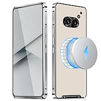 qichenlu for Nothing Phone (2a) Case, 【Compatible with MagSafe】Metal Frame Hybrid Matte Translucent PC Backplane Phone (2a) Magnetic Bumper Cover with Camera Protection, Hard Protective Shell, Silver