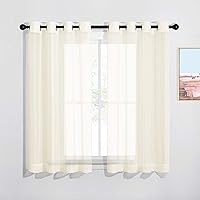 NICETOWN Sheer Curtains for Kitchen - Solid Window Treatment Voile Panels for Bedroom (One Pair, W54 x L63, Cream Beige)