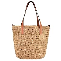 A2Z Women Beach Bag Ladies Shoulder Bag Raffia Crossover Shopping Bag Lightweight Cotton - Beach Bag AZ71159 Brown