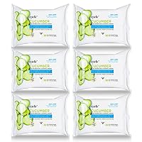 Epielle New Makeup Remover Cleansing Wipes Tissue - Cucumber 30 Count 6 Pack | Gentle for all Skin Types | Daily Facial Cleansing Towelettes | Removes Dirt, Oil, Makeup (Cucumber)